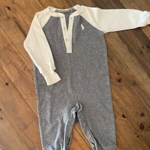 Ralph Lauren Gray and Cream Kids Footie